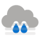Coperto con rovesci di pioggia e nebbia