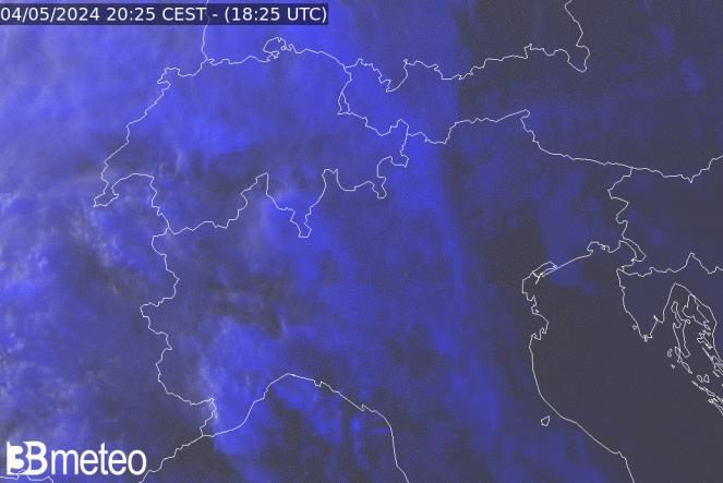 Situation météo par satellite des Cinque Terre (Italie du Nord)